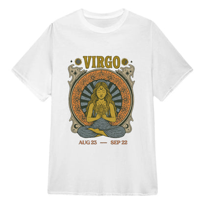 Virgo Zodiac Meditation Moon Phase Yoga Classic Unisex T-Shirt | 5To9Style
