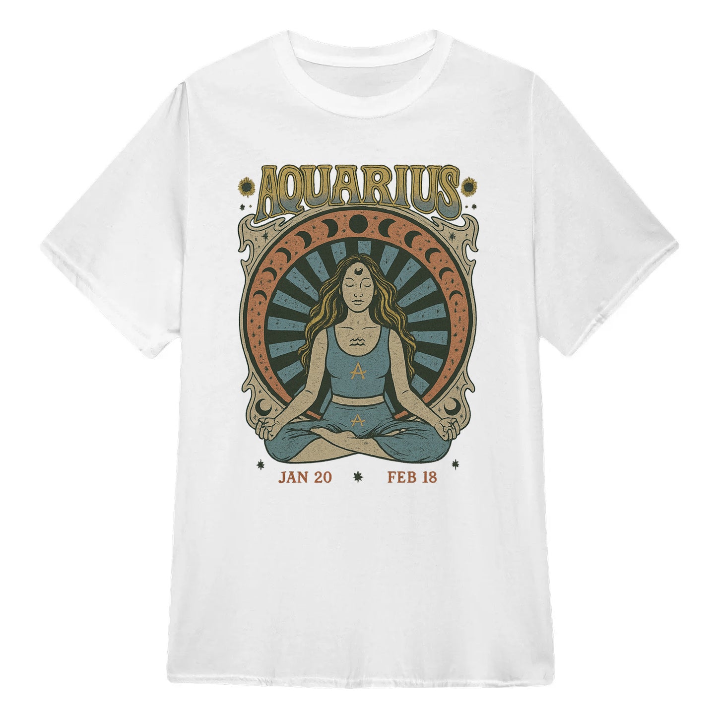 Aquarius Zodiac Meditation Moon Phase Yoga Classic Unisex T-Shirt | 5To9Style