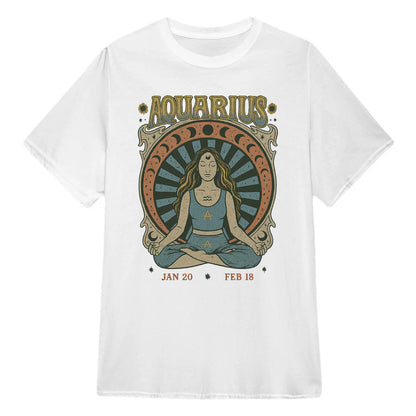 Aquarius Zodiac Meditation Moon Phase Yoga Classic Unisex T-Shirt | 5To9Style