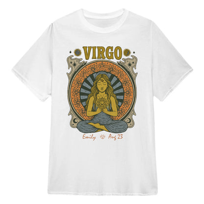 Zodiac Virgo Meditation Mandala Sun and Moon Symbols Yoga Classic Unisex T-Shirt | 5To9Style