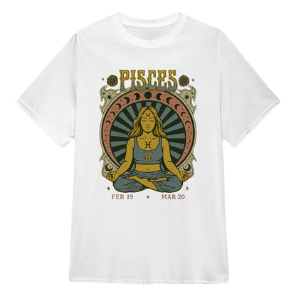 Pisces Zodiac Meditation Moon Phase Yoga Classic Unisex T-Shirt | 5To9Style