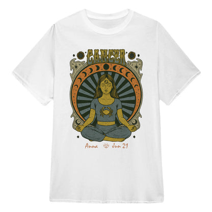 Zodiac Cancer Meditation Mandala Sun and Moon Symbols Yoga Classic Unisex T-Shirt | 5To9Style