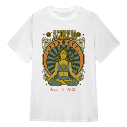 Zodiac Scorpio Meditation Mandala Sun and Moon Symbols Yoga Classic Unisex T-Shirt | 5To9Style