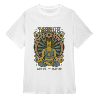 Taurus Zodiac Meditation Moon Phase Yoga Classic Unisex T-Shirt | 5To9Style