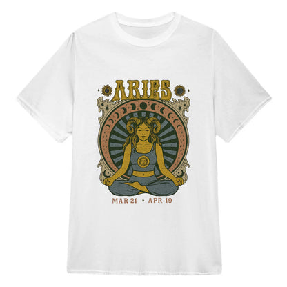 Aries Zodiac Meditation Moon Phase Yoga Classic Unisex T-Shirt | 5To9Style