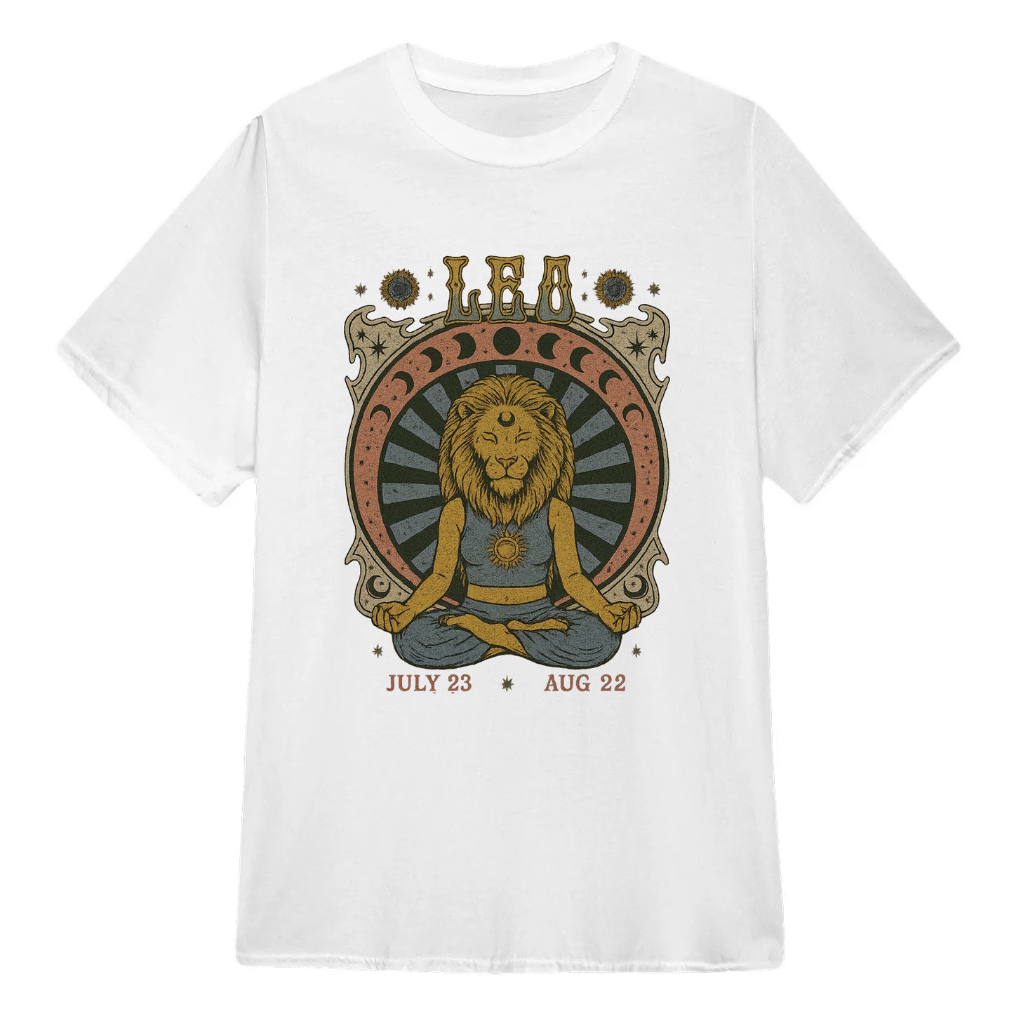 Leo Zodiac Meditation Moon Phase Yoga Classic Unisex T-Shirt | 5To9Style