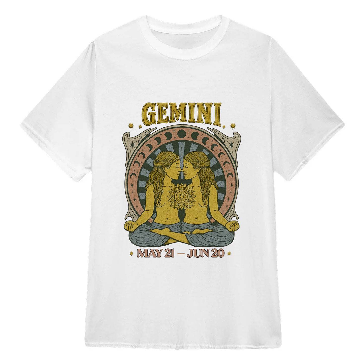 Gemini Zodiac Meditation Moon Phase Yoga Classic Unisex T-Shirt | 5To9Style
