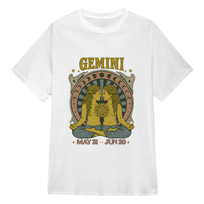 Gemini Zodiac Meditation Moon Phase Yoga Classic Unisex T-Shirt | 5To9Style