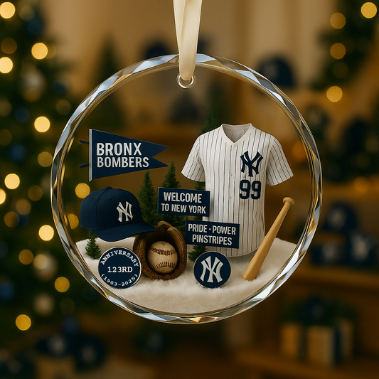 Baseball Glass Ornament  3 With Gift Box Christmas Baseball Team  - Glass Ornament