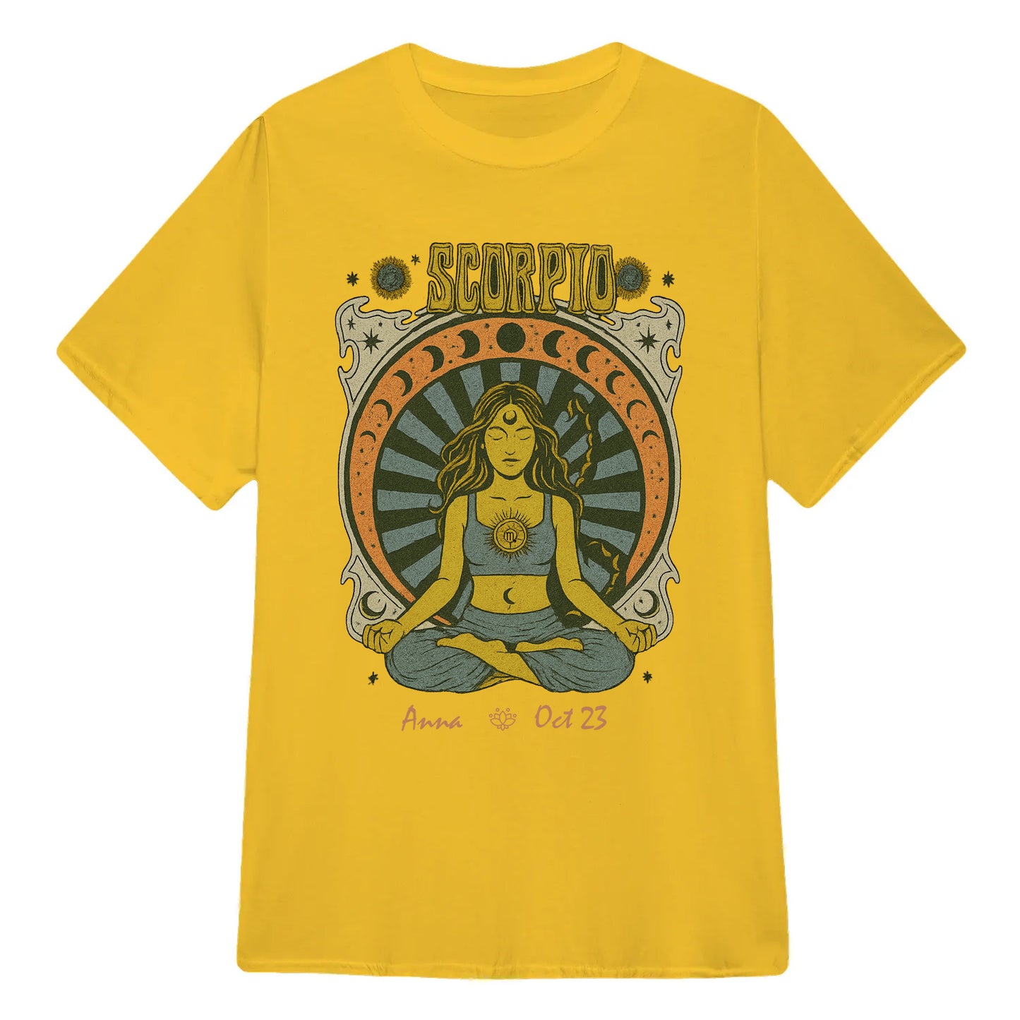 Zodiac Scorpio Meditation Mandala Sun and Moon Symbols Yoga Classic Unisex T-Shirt | 5To9Style