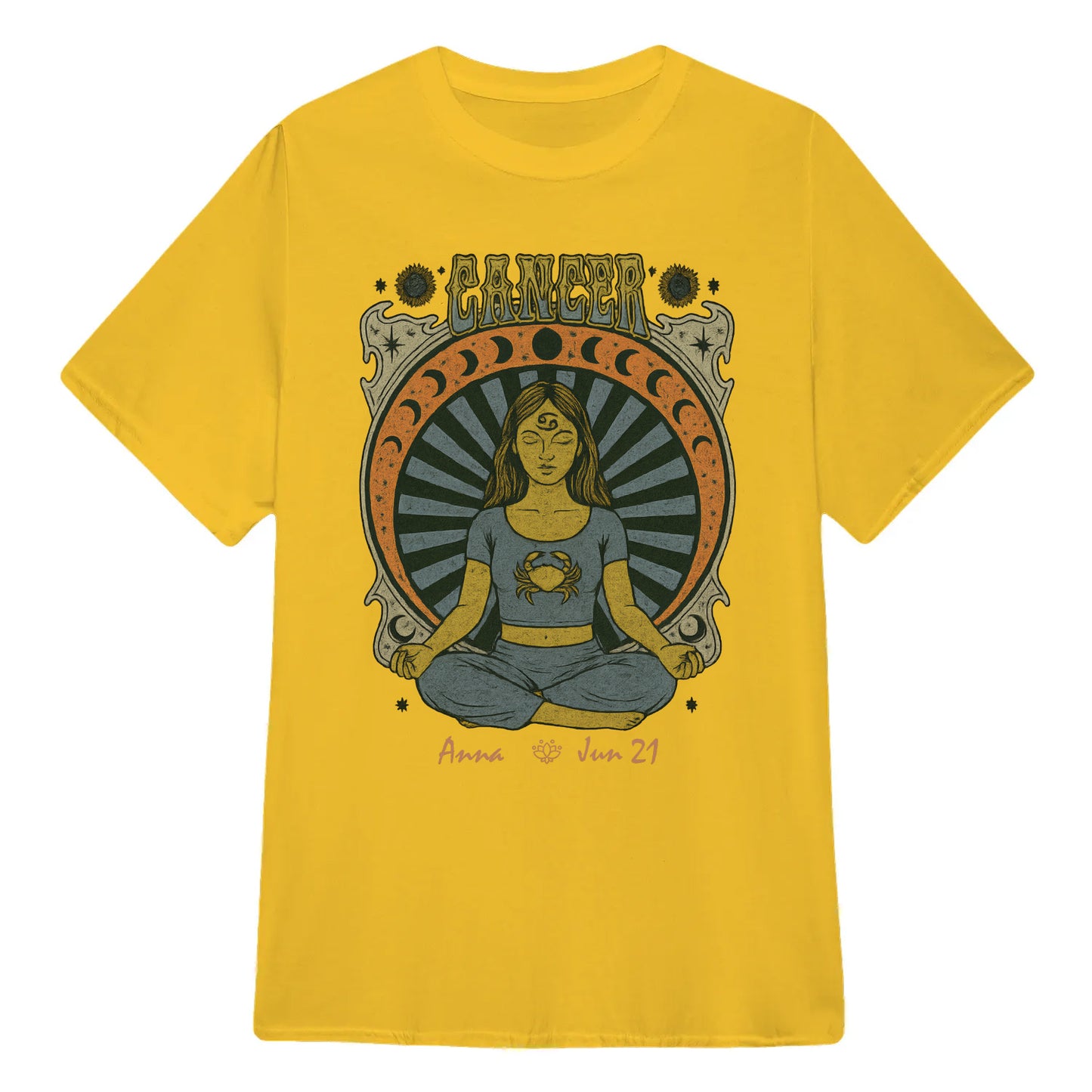 Zodiac Cancer Meditation Mandala Sun and Moon Symbols Yoga Classic Unisex T-Shirt | 5To9Style