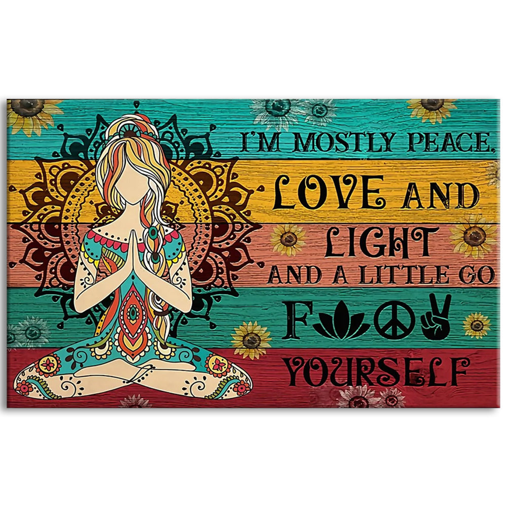 Yoga I Am Mostly Peace - Horizontal Poster - 5to9style