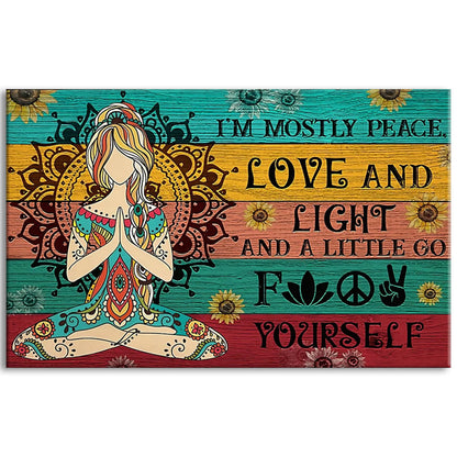 Yoga I Am Mostly Peace - Horizontal Poster - 5to9style