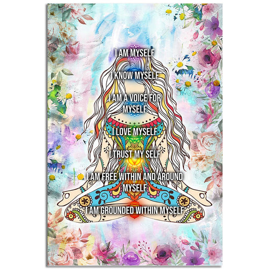 Yoga Life Peace I Am Myself - Vertical Poster - 5to9style