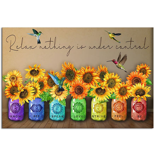 Yoga Love Peace Sunflower Hummingbird - Horizontal Poster - 5to9style