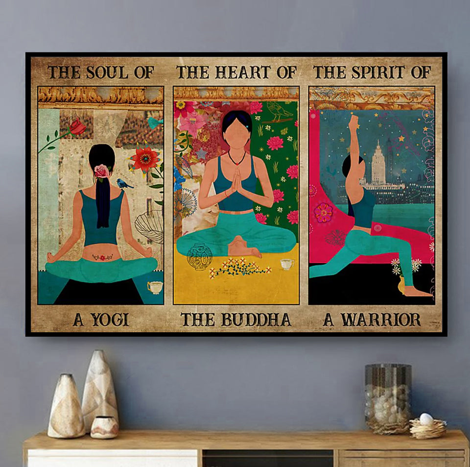 Yoga Love Peace The Soul Of Yoga - Horizontal Poster - Owl Ohh