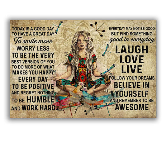 Yoga Love Peace Today Is A Good Day - Horizontal Poster - 5to9style