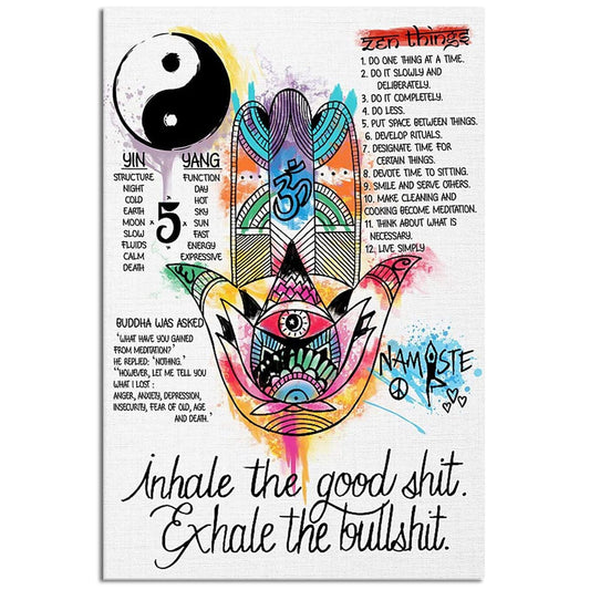 Yoga Namaste Hand Exhale The Bullshit - Vertical Poster - 5to9style