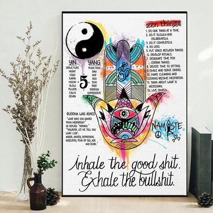 Yoga Namaste Hand Exhale The Bullshit - Vertical Poster - 5to9style