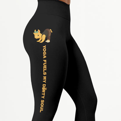 Yoga Fuels My Dirty Soul Chill Llama Yoga Pants All-Over Print Women's High Waist Leggings | 5To9Style