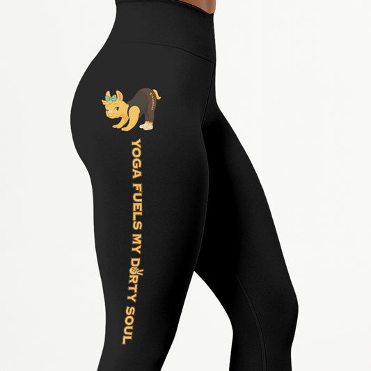 Yoga Fuels My Dirty Soul Chill Llama Yoga Pants All-Over Print Women's High Waist Leggings | 5To9Style