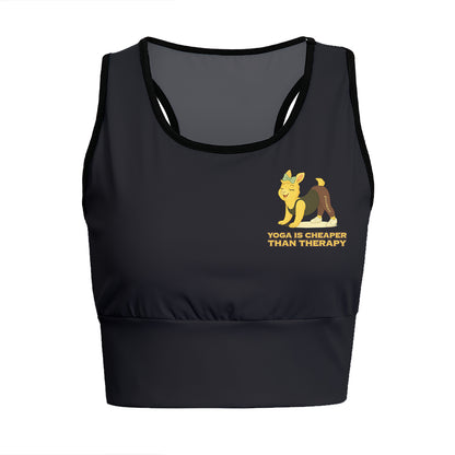 Yoga Is Cheaper Than Therapy Chill Llama Yoga Women's Sports Bra