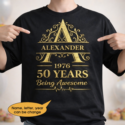 T-Shirt Age personalized name, year, letter for birthday
