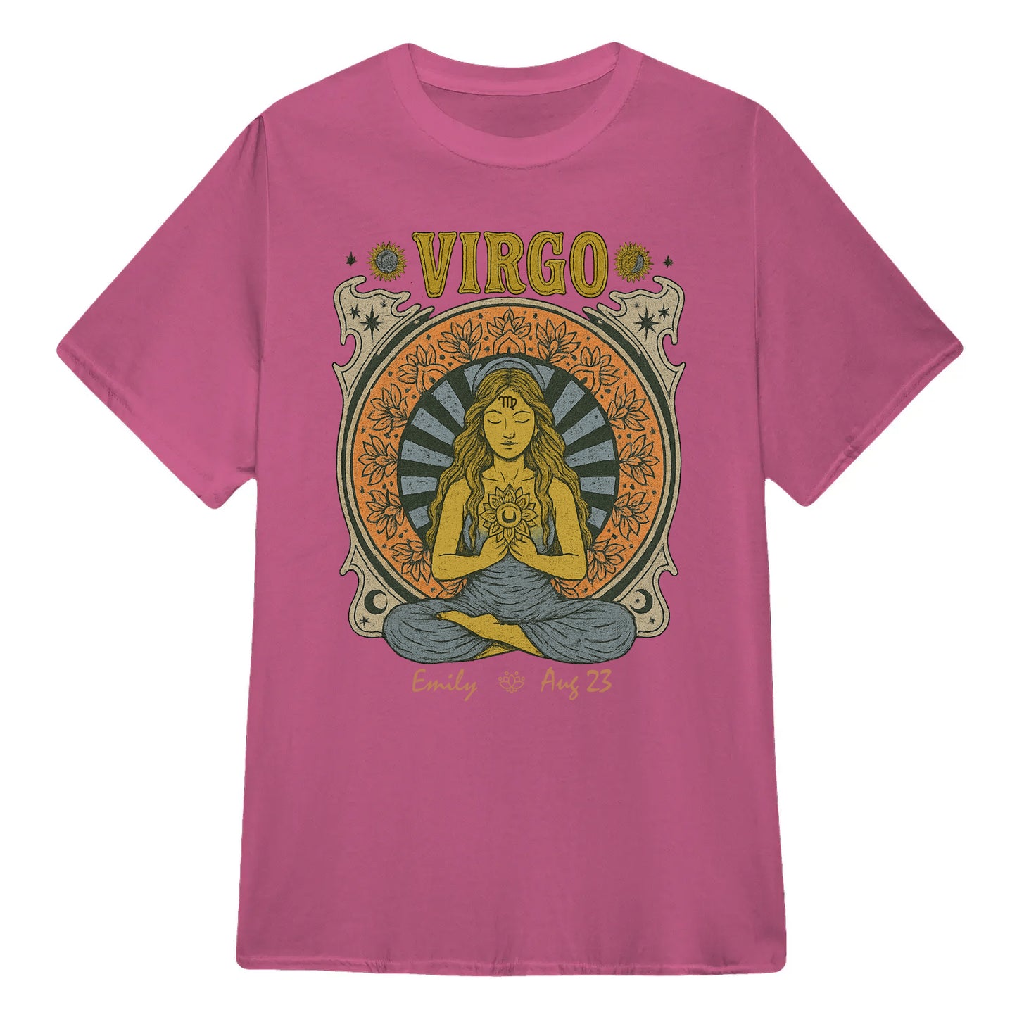 Zodiac Virgo Meditation Mandala Sun and Moon Symbols Yoga Classic Unisex T-Shirt | 5To9Style
