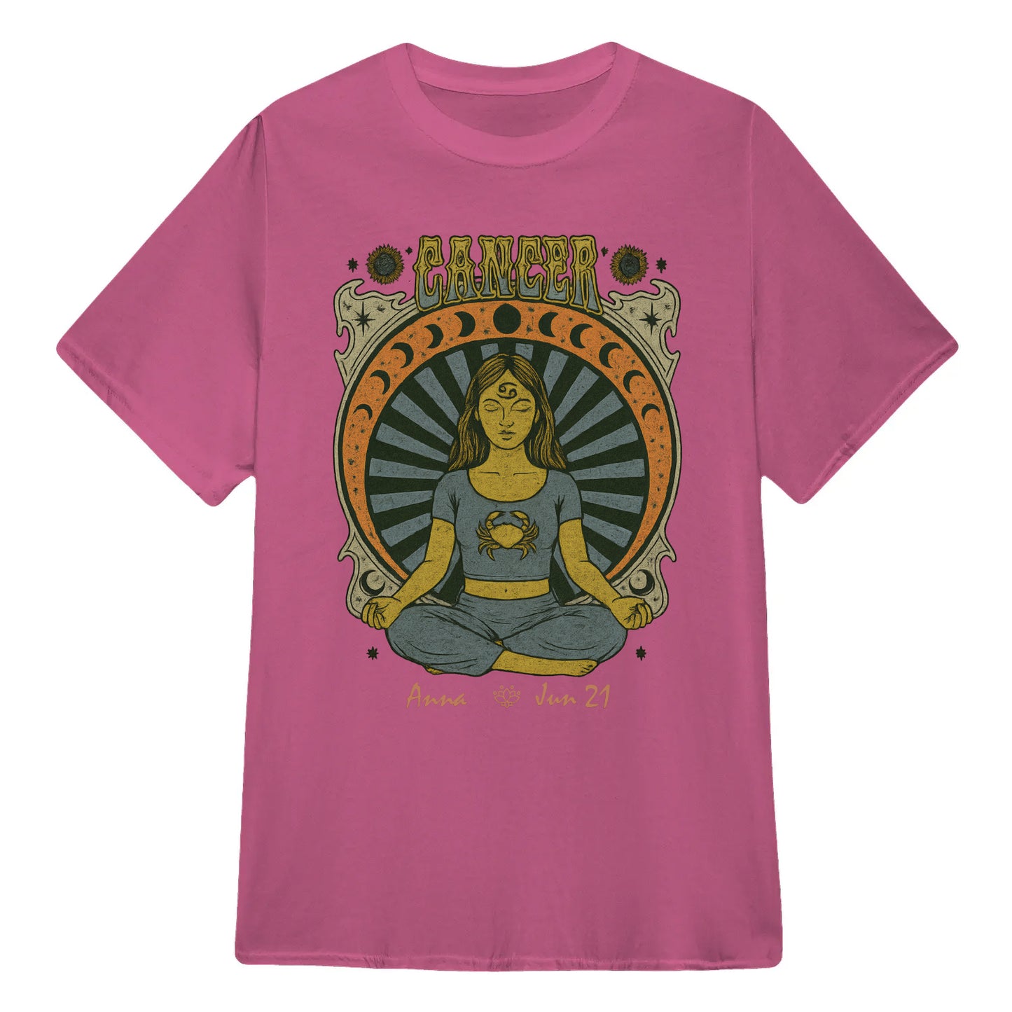 Zodiac Cancer Meditation Mandala Sun and Moon Symbols Yoga Classic Unisex T-Shirt | 5To9Style