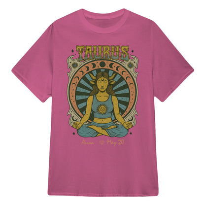 Zodiac Taurus Meditation Mandala Sun and Moon Symbols Yoga Classic Unisex T-Shirt | 5To9Style