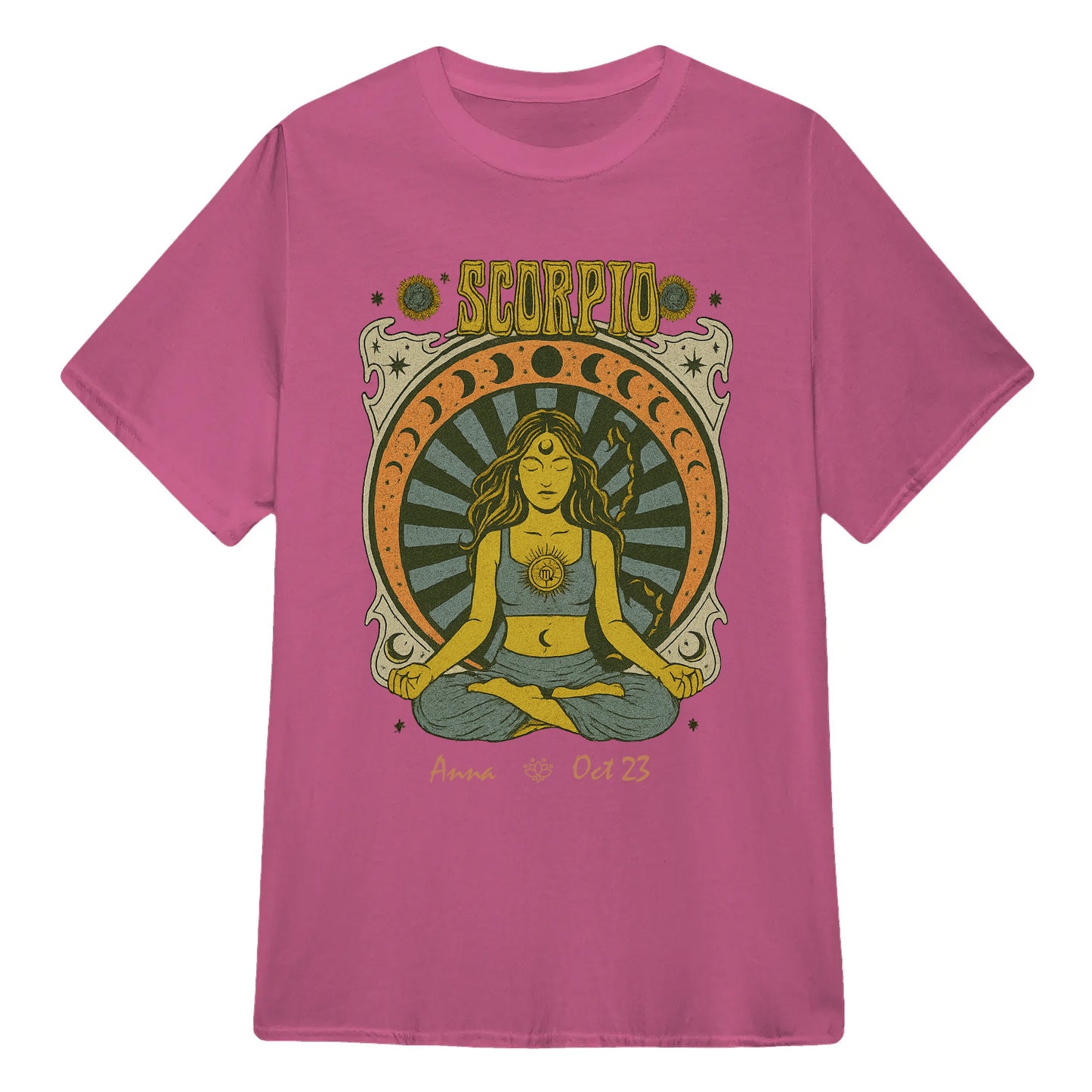 Zodiac Scorpio Meditation Mandala Sun and Moon Symbols Yoga Classic Unisex T-Shirt | 5To9Style