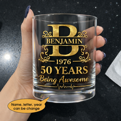 Glass Whiskey Age personalized name, year, letter for birthday Hot Sale