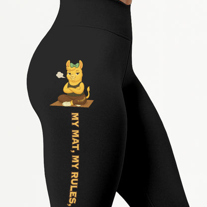 My Mat, My Rules, My Ass Chill Llama Yoga Pants All-Over Print Women's High Waist Leggings | 5To9Style