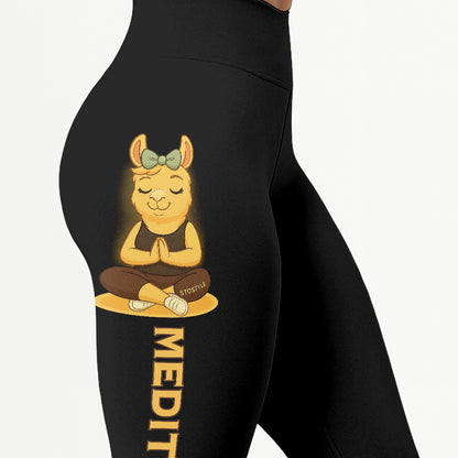 Medition Lover Cool Chill Llama Yoga Pants All-Over Print Women's High Waist Leggings | 5To9Style