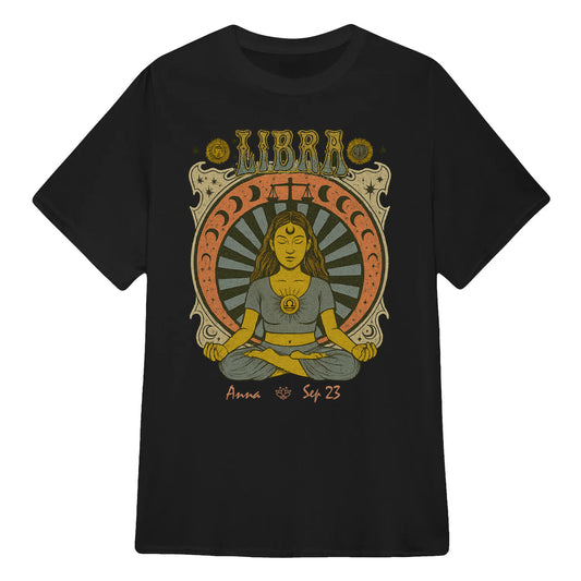 Zodiac Libra Meditation Mandala Sun and Moon Symbols Yoga Classic Unisex T-Shirt | 5To9Style