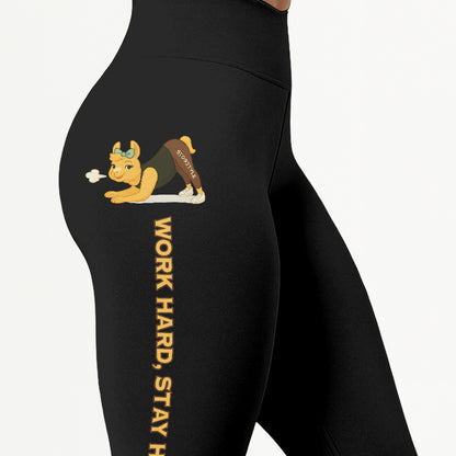 Work Hard, Stay Humble Chill Llama Yoga Pants All-Over Print Women's High Waist Leggings | 5To9Style