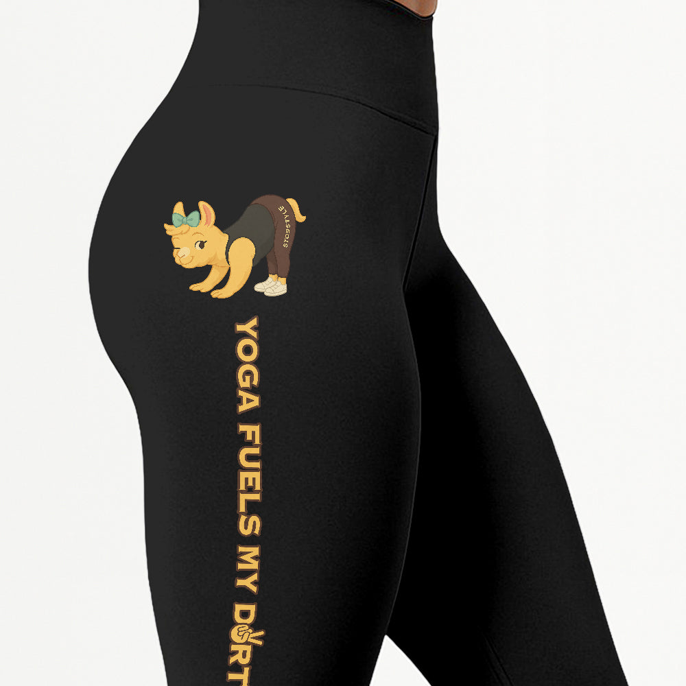 Yoga Fuels My Dirty Soul Chill Llama Yoga Pants All-Over Print Women's High Waist Leggings | 5To9Style