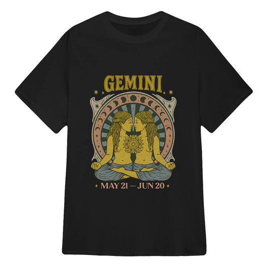 Gemini Zodiac Meditation Moon Phase Yoga Classic Unisex T-Shirt | 5To9Style
