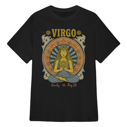 Zodiac Virgo Meditation Mandala Sun and Moon Symbols Yoga Classic Unisex T-Shirt | 5To9Style