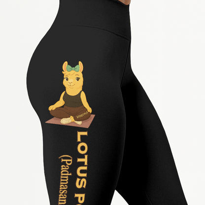 Lotus Pose (Padmasana) Chill Llama Yoga Pants All-Over Print Women's High Waist Leggings | 5To9Style