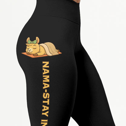 Nama-stay In Bed Chill Llama Yoga Pants All-Over Print Women's High Waist Leggings | 5To9Style