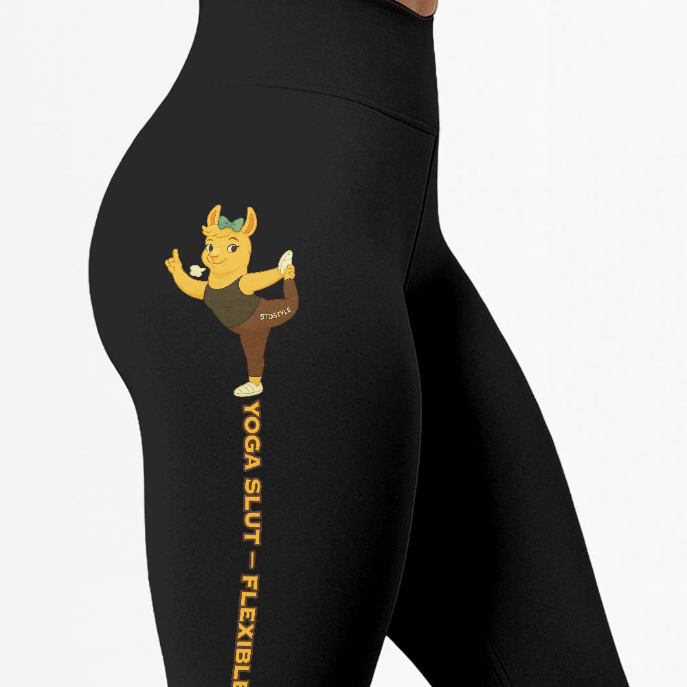 Yoga Slut â€“ Flexible & Proud Chill Llama Yoga Pants All-Over Print Women's High Waist Leggings | 5To9Style