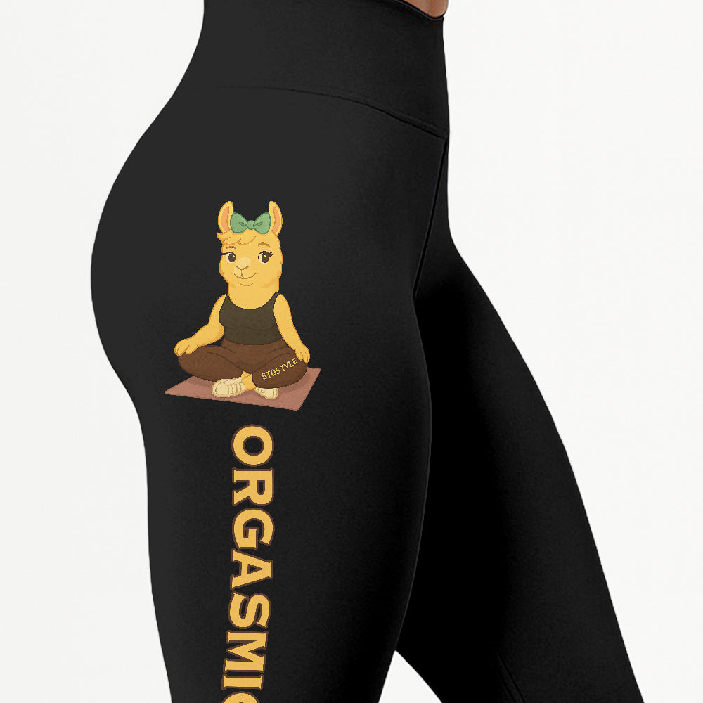 Orgasmic Om Chill Llama Yoga Pants All-Over Print Women's High Waist Leggings | 5To9Style