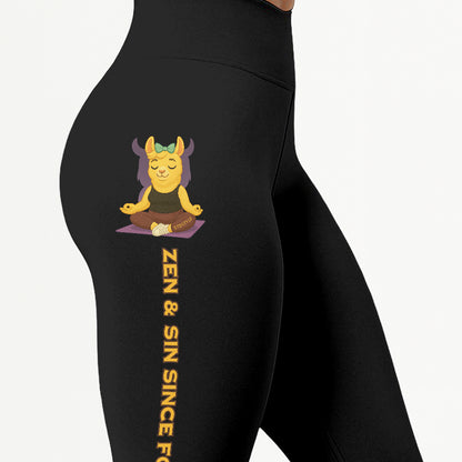 Zen & Sin Since Forever Chill Llama Yoga Pants All-Over Print Women's High Waist Leggings | 5To9Style