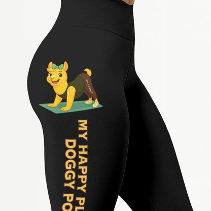 My Happy Place Chill Llama Yoga Pants All-Over Print Women's High Waist Leggings | 5To9Style