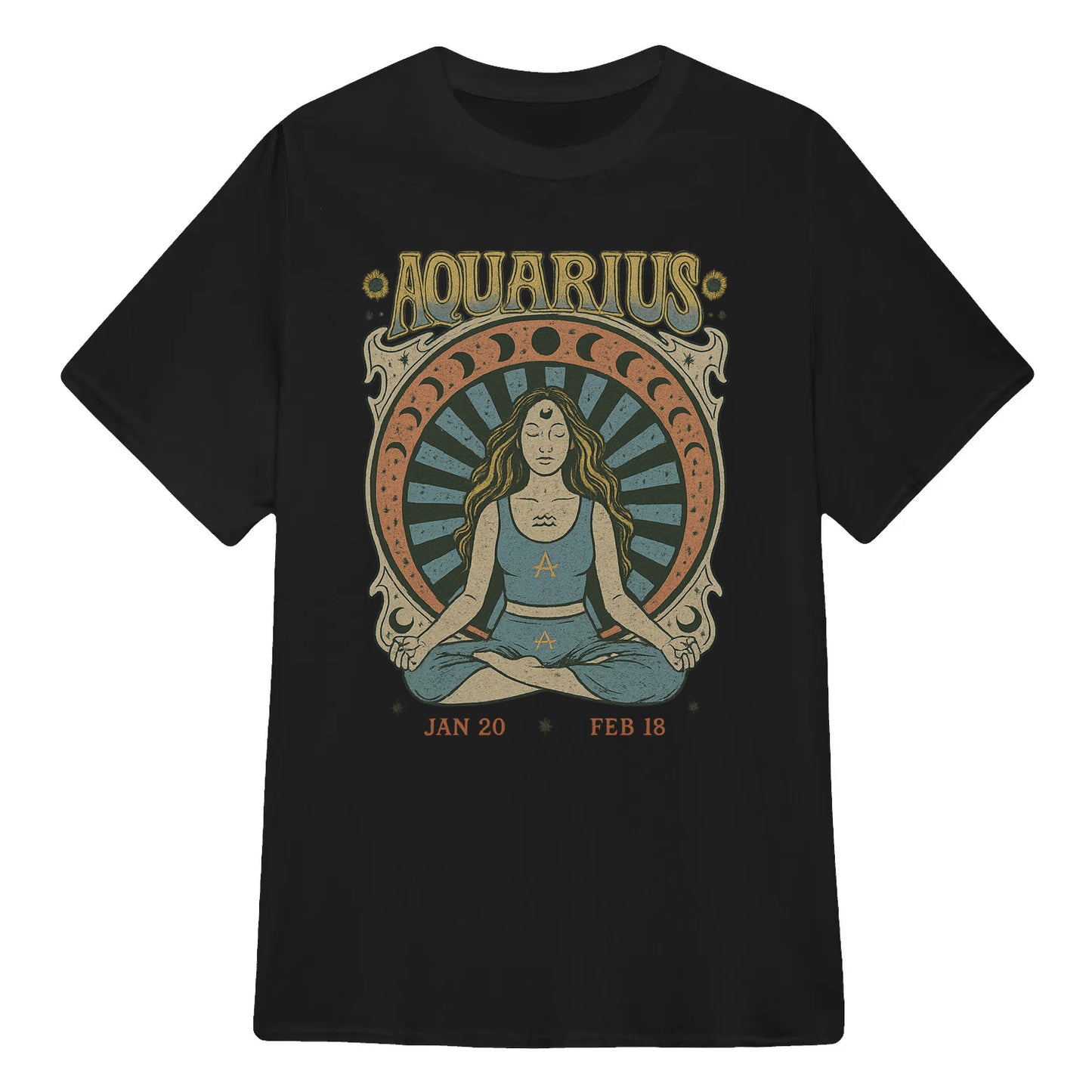 Aquarius Zodiac Meditation Moon Phase Yoga Classic Unisex T-Shirt | 5To9Style