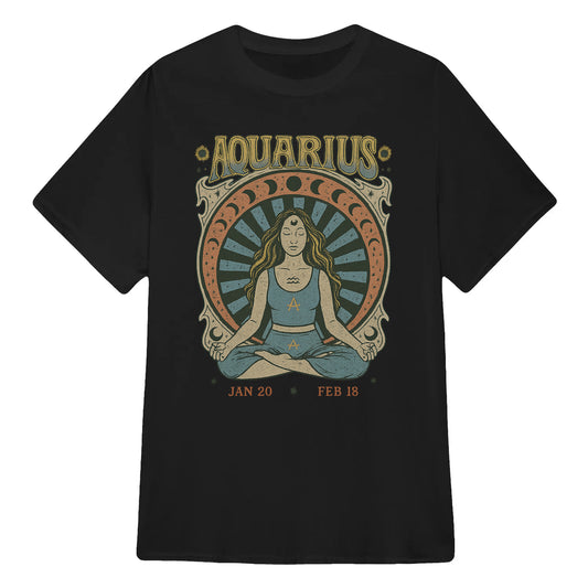 Aquarius Zodiac Meditation Moon Phase Yoga Classic Unisex T-Shirt | 5To9Style