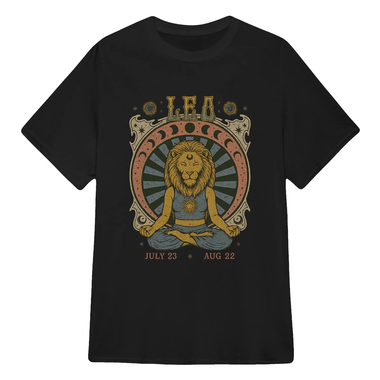Leo Zodiac Meditation Moon Phase Yoga Classic Unisex T-Shirt | 5To9Style