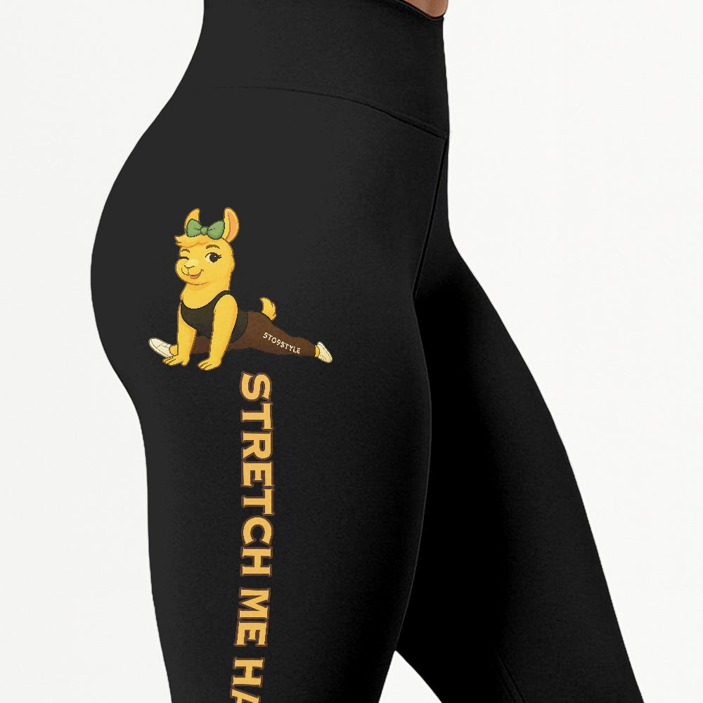 Stretch Me Harder Chill Llama Yoga Pants All-Over Print Women's High Waist Leggings | 5To9Style