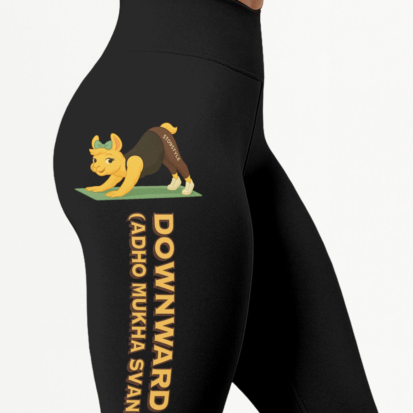 Downward Dog (Adho Mukha Svanasana) Chill Llama Yoga Pants All-Over Print Women's High Waist Leggings | 5To9Style
